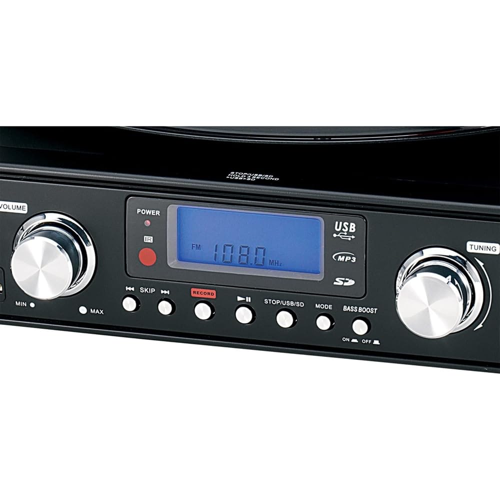 Jensen JTA460 3-Speed Stereo Turntable with MP3 Encoding System
